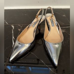 Silver PRADA kitten heel size 37.5